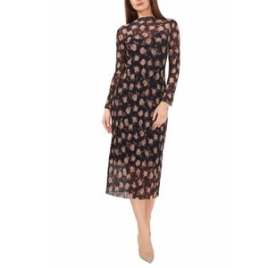 Elegant Black Floral Maxi Dress - Long Sleeve